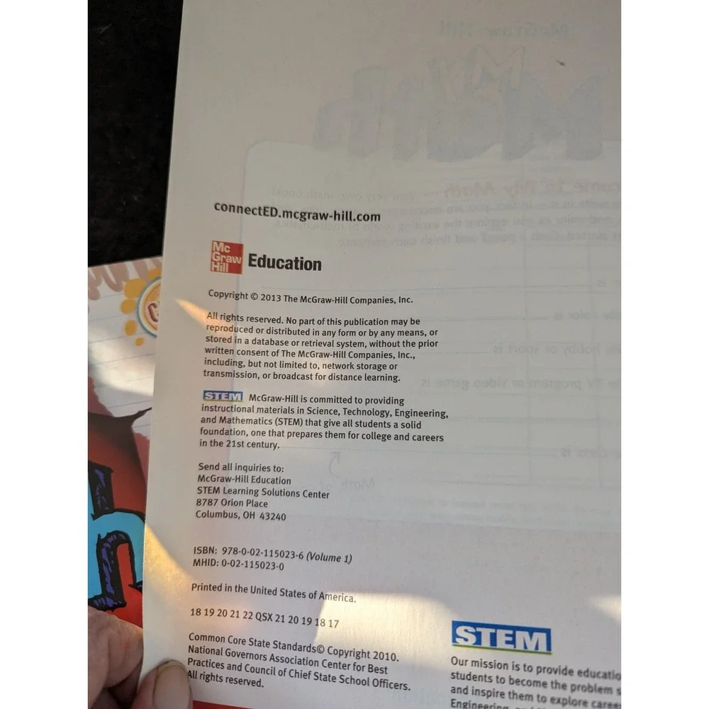 McGraw‎ Hill Education My Math Paperback Workbooks Volume 1